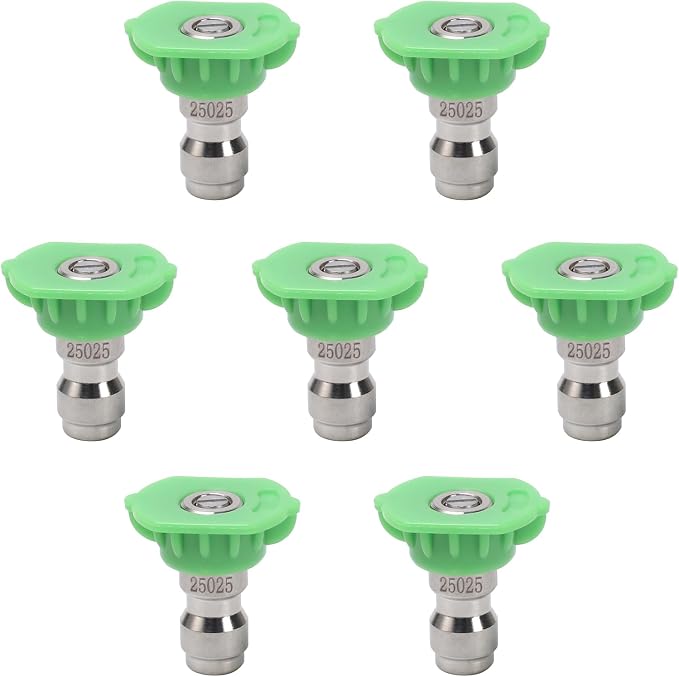 Pressure Washer Tips, 7 Pack Power Washer Nozzle Tips, 25 Degree Green, 1/4 Inch Quick Connect, 4000 PSI