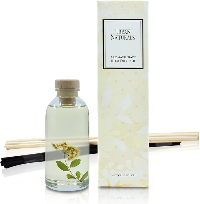 Reed Diffuser Set, Spring Blooms - Bathroom Shelf Décor | Real Flowers in the Bottle Bulgarian Rose, Egyptian Jasmine, Blue Orchid, Lily of the Valley, Amber