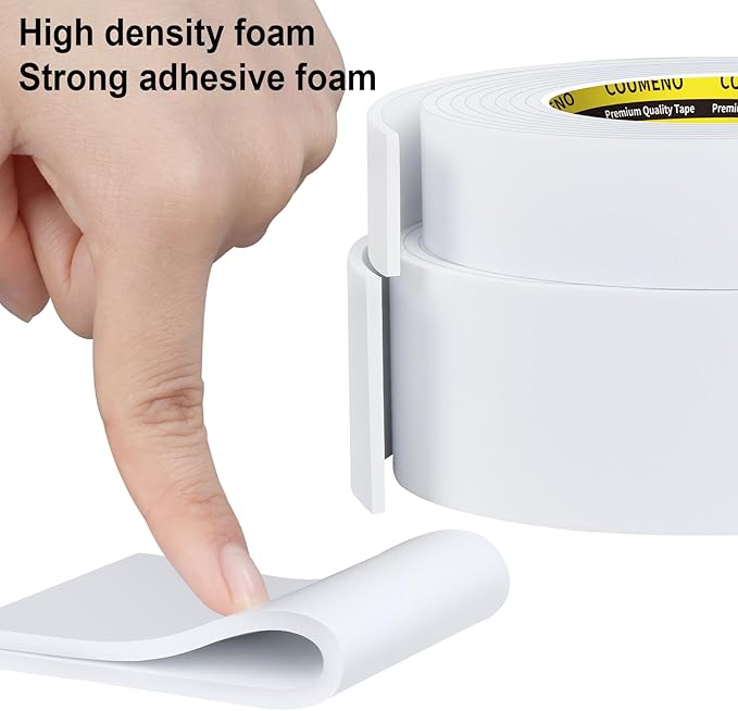 Single-Sided Adhesive White Foam Tape (EVA Material), Single-Sided Sealing Foam pad Sponge Tape for Window Waterproofing, self-Adhesive, Suitable for Sealing Doors and Windows 1.77inX9.84FT