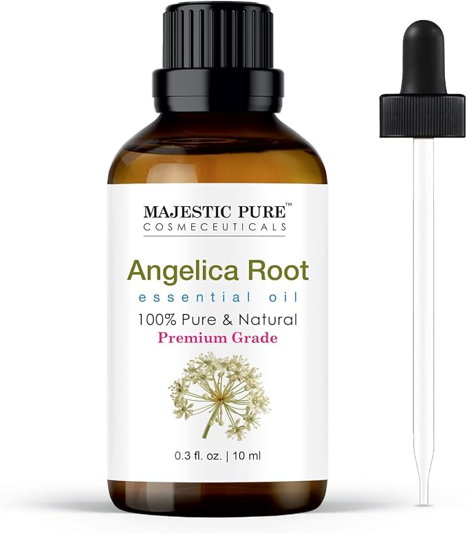 Majestic Pure Angelica Root Essential Oil for Diffuser - 0.3 Fl Oz | 100% Natural Essentials Oils Ideal for Humidifier, Air Freshening, Cleaning Home, Bath, Steam Inhalation and Massage
