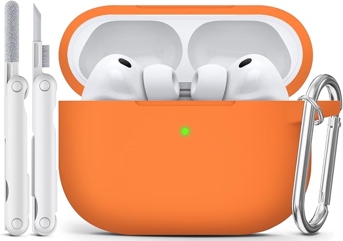 for AirPods Pro 3 Case 2025,Come with Cleaner Kit,Orange | Silicone Protective Cover for Airpod Pro 3rd Generation Case with Keychain,for Women Men,One-Piece Design,Shockproof