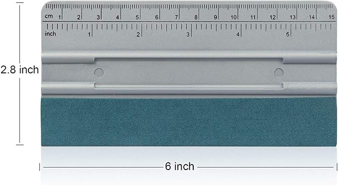 Vinyl Wrap Squeege 6 Inch Scraper with Ruler and Micro-Fiber Felt Edge Vinyl Applicator Squeegee Sign-Making Graphic Wallpaper Film Installation and Measuring Tool, Pack of 3