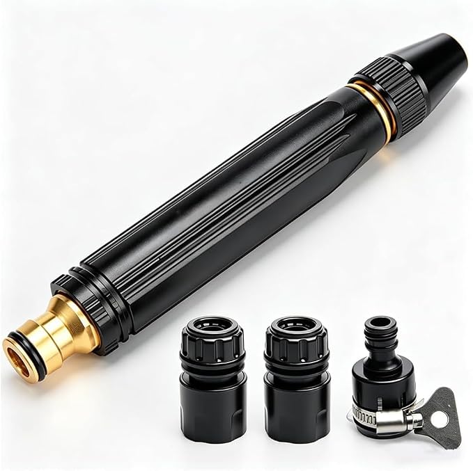 2026 New Jet Nozzle Power Washer for Garden Hose, Garden Hose Nozzle High Pressure Powerful Cleaning Spray Evenly, High Pressure Hose Nozzle for Car Washing (Black suit)