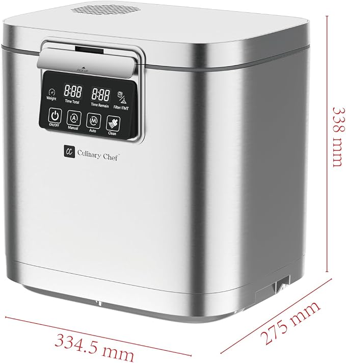 MAGNAVOX Home Culinary Chef Series, 1GALLON Smart Electric Food Waste Composter, Stainless Steel