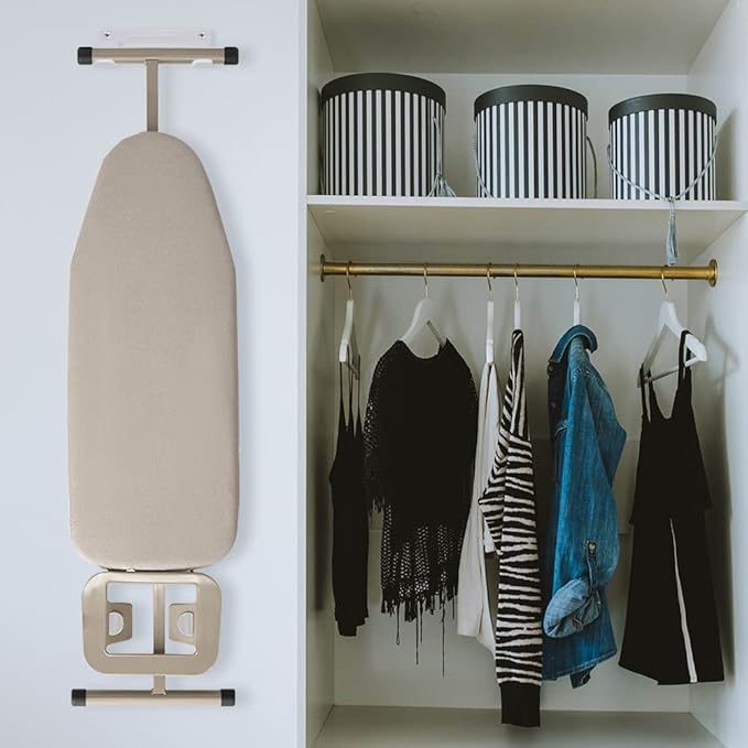 Ironing Board Hanger Wall Mount Ironing Board Holder Organizer Wall Rack for Laundry Rooms Storage Rack Hanging Shelf Hanger (White-2 PCS)