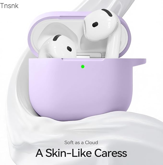 for AirPods 4 Case, TNSNK Silicone AirPod 4 Case Cover Compatible with Apple Airpods 4th Gen, Shockproof Protective Cases for Women Girly with Cleaner Kit and Keychain, Front LED Visible