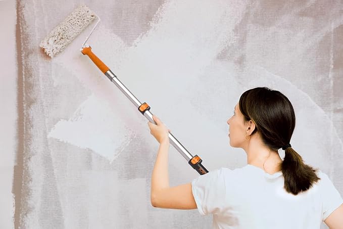 1.5-3 ft Long Paint Roller Extension Pole, Multi-Purpose Telescopic Handle | Extension Pole with Universal Twist-on Metal Tip // Lightweight & Sturdy Pole for Painting, Dusting and Window Cleaning