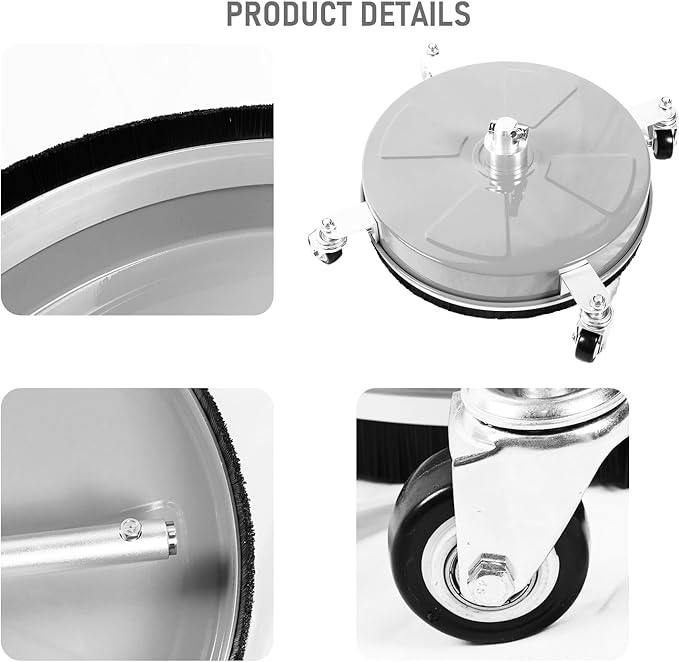 17" Pressure Washer Surface Cleaner with 4 Wheels, Stainless Steel Power Washer Surface Cleaner for Driveways Sidewalks Patios, 1/4" Quick Connector, 2 Extension Wand, 4000 PSI