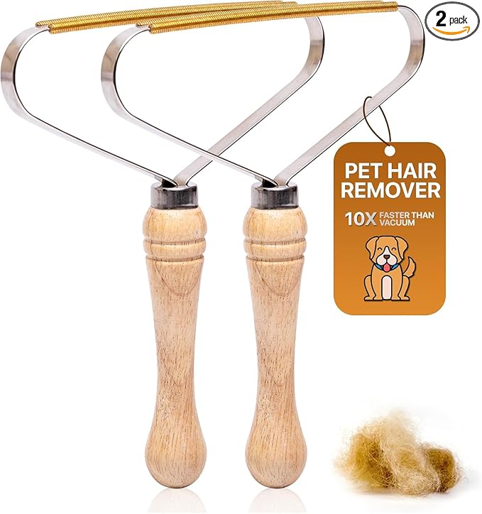 2-Pack Pet Hair Removal Tool - Carpet Rake and Squeegee for Pet Hair Remover Tool - Lint Remover and Hair Scraper for Couch - Easy to Clean Fuzz Fur and Pro Cat Dog Hair Remover for Rugs,Car Floor Mat