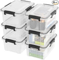 12 Quart Clear Storage Latching Bin, Plastic Pet Food Bins, 6 Packs