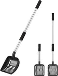 Yangbaga Metal Cat Litter Scoop: 32.3in Long Handle Litter Scooper | Heavy Duty Stainless Steel Pooper Scooper w/Deep Shovel-Detachable Non Stick Litter Sifter w/Foam Padded Grip-No Bending Back