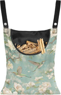 Clothespin Bag with Large Capacity for Mini and Wooden Clothespins with Large Opening Storage Organizer Laundry Hanging Bag - Hummingbird Flower Print