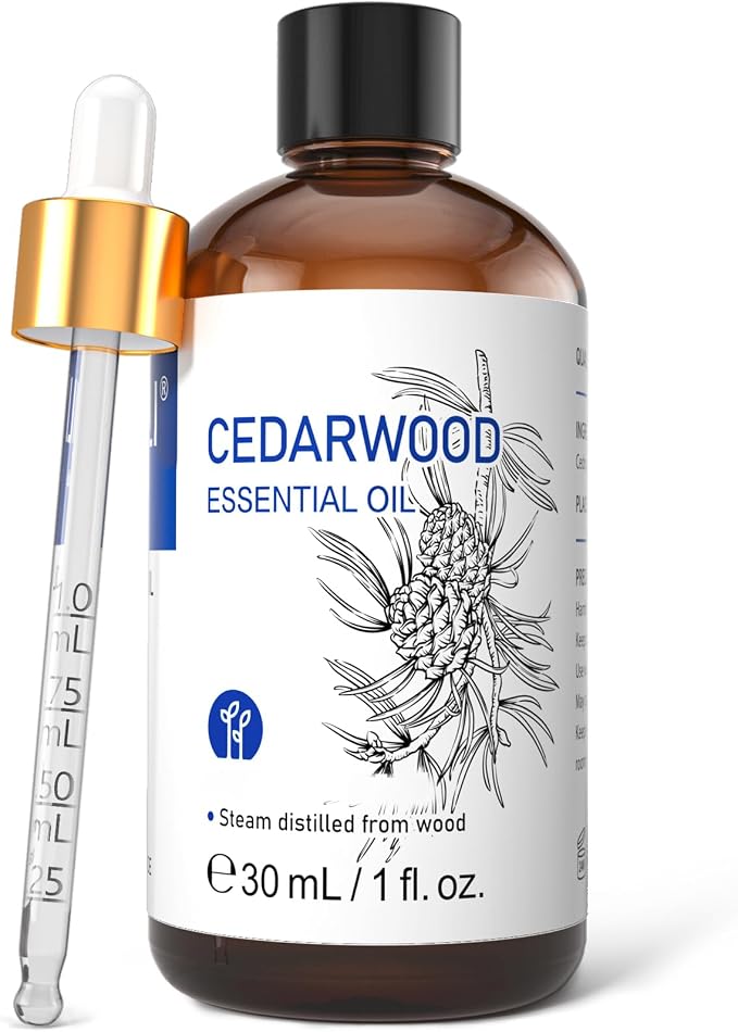 HIQILI Cedarwood Essential Oil for Hair, Skin & Diffuser | Ideal for daily aromatherapy use – 30mL / 1.01 fl.oz