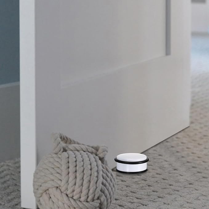 Sumnacon Heavy Duty Floor Door Stopper No Drill, Durability Stainless Steel Door Stops with Anti-Skid Rubber - Contemporary Decorative Safety Doorstop for Home Office Commercial Industrial,White