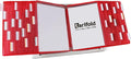 Tarifold Desktop Reference Display System, 50 Pockets, Expandable, Red | 50 double-sided PVC pockets, holds 100 letter-size sheets, sturdy metal base, quick-find indexing, quick and easy to assemble