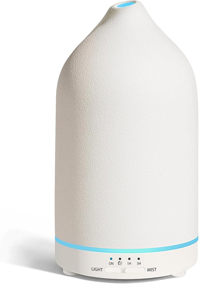 URPOWER 180mL Ceramic Essential Oil Diffuser Aromatherapy Diffuser for Home | Enjoy Relaxing Aromatherapy with Ultrasonic Mist, Auto-off Protection and 7-Color LED Lighting Every Day