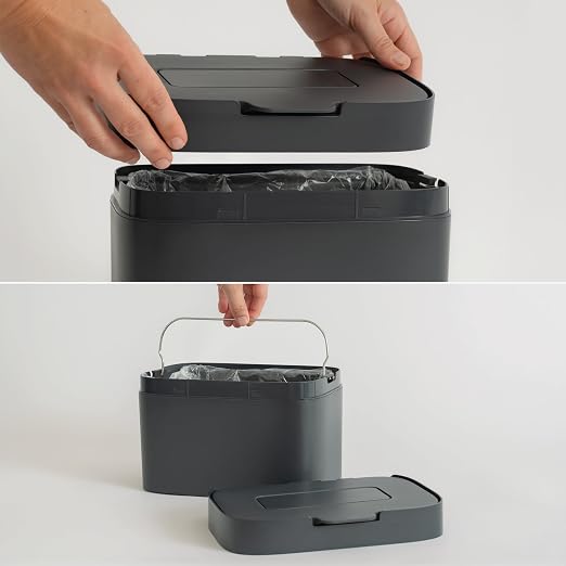 KAZAI. Compost Bin Kitchen 'Elin' | 1.2 GAL / 4.5L Countertop Compost Bin with Lid & Carbon Filter | Odor-Free, Dishwasher Safe, with Inner Bucket | Small Indoor Kitchen Composter | Graphite-Black