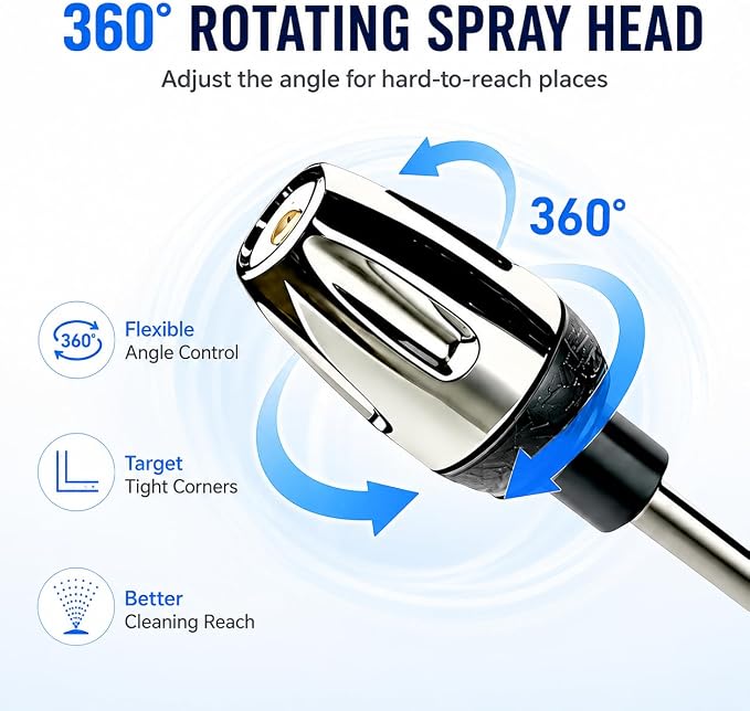 High Pressure Hose Nozzle, Jet Hose Nozzle High Pressure with Soap Dispenser, 3 Spray Modes 360° Rotating Pressure Washer Nozzle, Portable High Pressure Water Sprayer for Garden Hose, Car Patio Yard