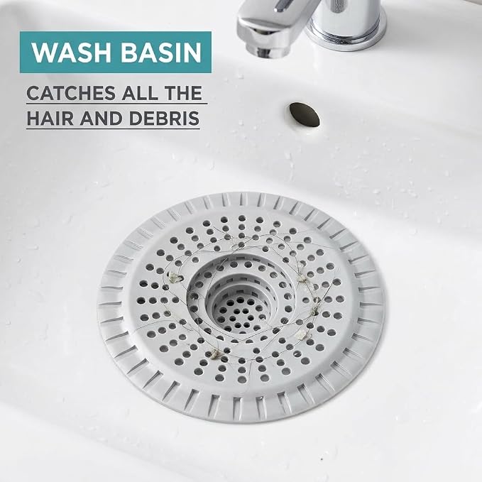 Silicone Shower Drain Hair Catcher,Anti-Clogging Pet Hair & Debris | Hair Stopper Drain Strainer for Bathroom Sink & Bathtub, Cover & Trap for Most Tubs, Stays in Place, Ease of Cleaning,3 Pack
