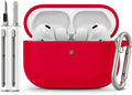 Full-Coverage dustproof Design for AirPods Pro 3 Case Cover with Cleaner Kit, Soft Silicone Cover for AirPods Pro 3rd Generation Comes with Keychain,Suitable for 3rd Generation Case,Red