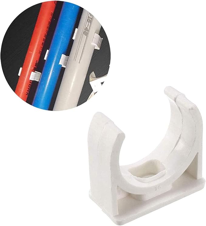 30 Pcs U-Shaped PVC Water 32mm Pipe Clamps Clips, U-Shaped Buckles Fit for 1-1/4" (32mm) Water Pipes and TV Trays Tubing Hose Hanger Support Pex Tubing （White 32mm）