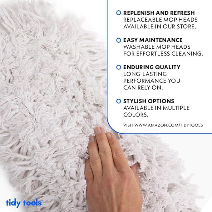 Commercial Dust Mop & Floor Sweeper, 48 in. Dust Mop for Hardwood Floors, Cotton Mop Head, Wooden Broom Handle, Industrial Dry Mop for Floor Cleaning & Janitorial Supplies