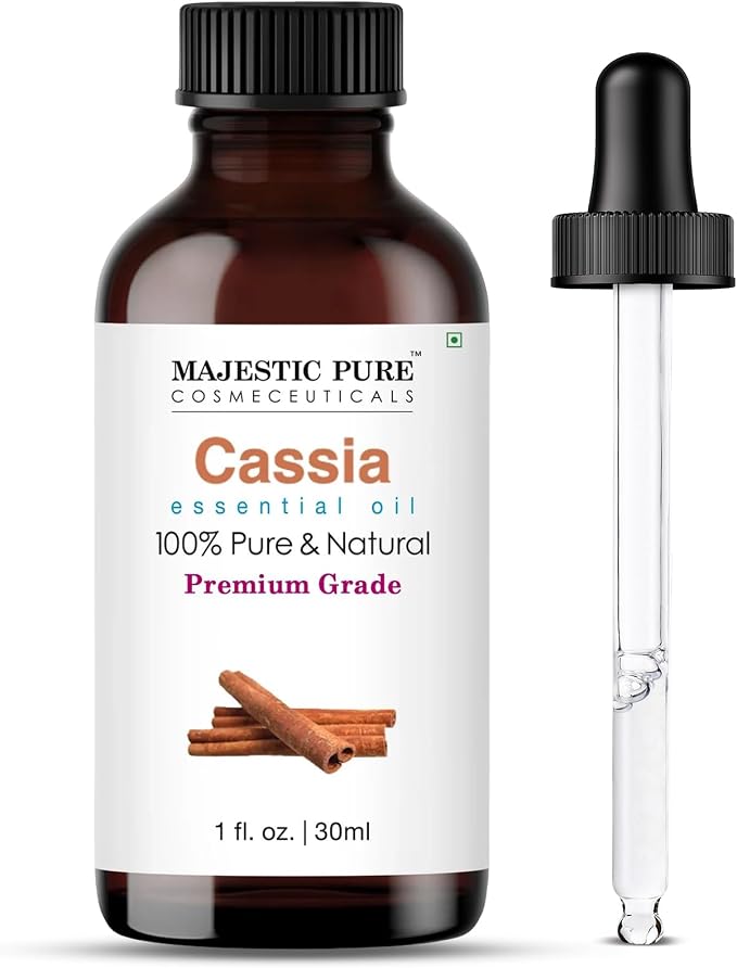 Majestic Pure Cassia Essential Oil for Diffuser - 1 Fl Oz | 100% Natural Essentials Oils Ideal for Relaxing Tense Mood, Eliminating Odor, Creating Peaceful Atmosphere for Sleep & Work