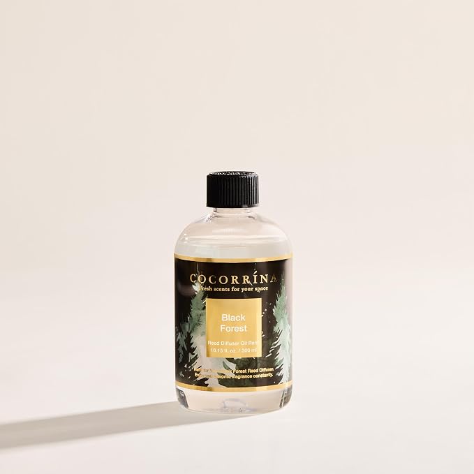 Reed Diffuser Refill Black Forest 10.14oz (300ml) with 8 Sticks - Premium Long-Lasting Floral Essential Oil, Home Fragrance for Bedroom, Bathroom Home Decor