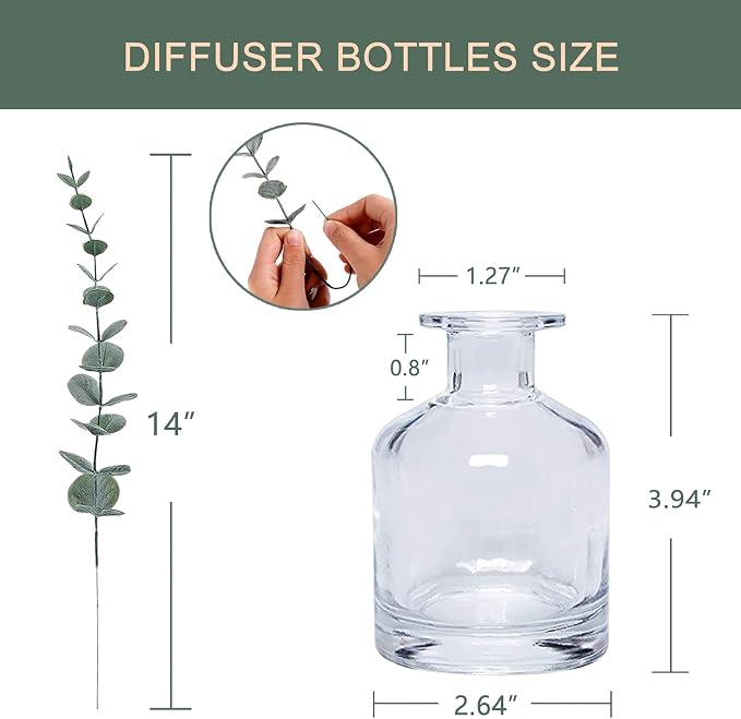 HOSSIAN 150ml/50oz 3PCS Reed Diffuser Bottles,Fragrance Diffuser Empty Bottle with 28pcs Reed Sticks for Home Fragrance Accessories and Women Gift Room,Home,Bathroom Decor (Clear)