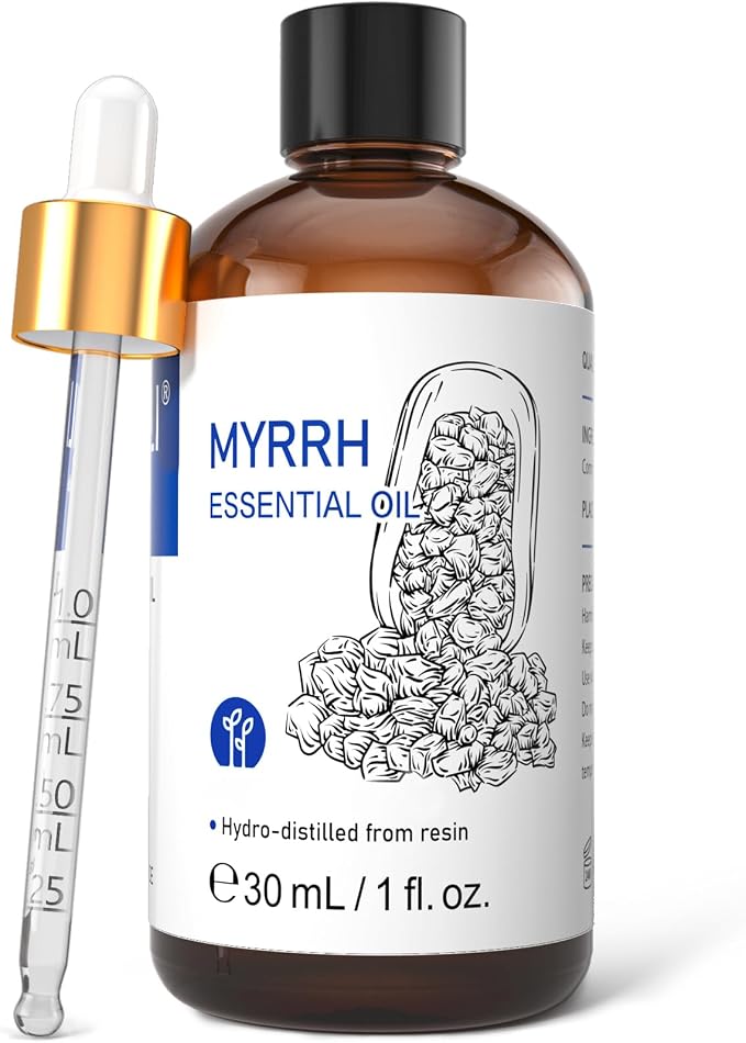 HIQILI Myrrh Essential Oil, for Skin, Massage - 1.01 Fl Oz