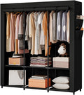 SORCEDAS Portable Closet Wardrobe with Hanging Rods Shelves Clothes Storage | 50 Inch Closet Organizers and Storage with Non-Fabric Cover,Freestanding Clothes Closet for Bedroom,dorm,Storage Rooms Black