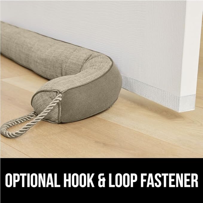 GORILLA GRIP Door Draft Stopper for Bottom of Doors, Weather Stripping Seal Blocks Hot Air, Noise, Bugs, Keeps Cold AC in, Sound Proofing Easy Install Gap Filler, Home Essentials, 32 Inch, Beige
