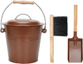 Mini Ash Bucket with Lid, Fireplace Ash Bucket - Copper | 1.5-Gallon Ash Bucket With Lid and Shovel and Hand Broom, Metal Ash Bucket for Fireplace, Fire Pit, Wood Stove
