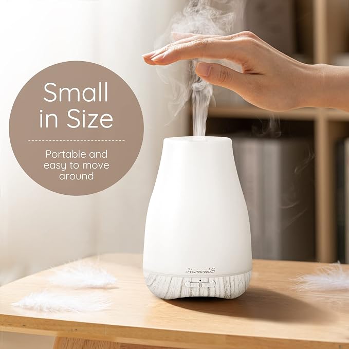 Homeweeks Essential Oil Diffuser for Room 100 ML 1 Pack | Aromatherapy Scent Diffuser Adjustable Mist Mode, Cool Mist, Auto Off Ultrasonic Aroma Fragrance Diffuser for Bedroom Office