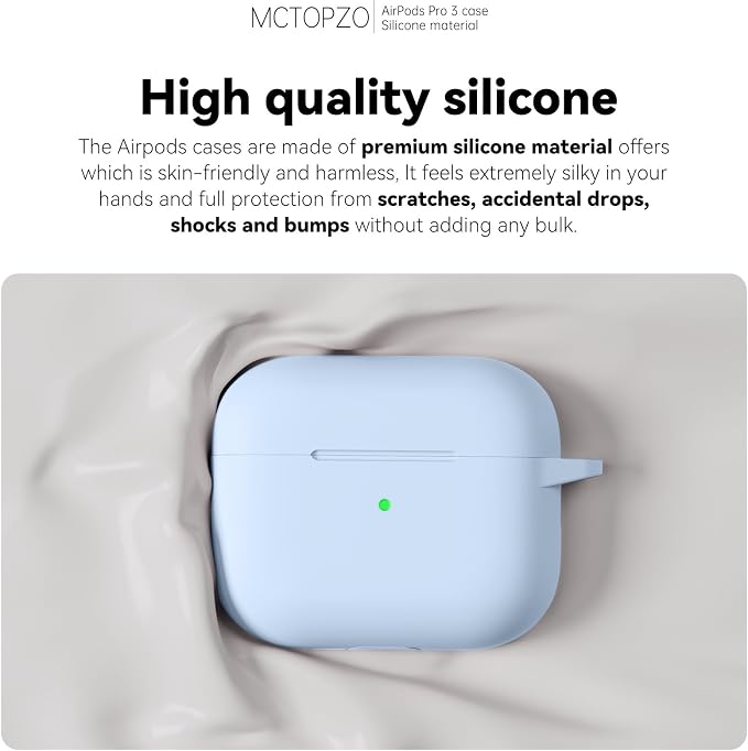 for AirPods Pro 3 Case 2025,Come with Cleaner Kit,Sky Blue | Silicone Protective Cover for Airpod Pro 3rd Generation Case with Keychain,for Women Men,One-Piece Design,Shockproof