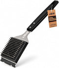 Grill Brush for Outdoor BBQ Grill Cleaning Scraper, Replaceable Head, Black | Barbecue Grill Cleaning Brush with No-Scratch Stainless Steel Bristles and Extended Black Handle, Safe for Any Grill Grate