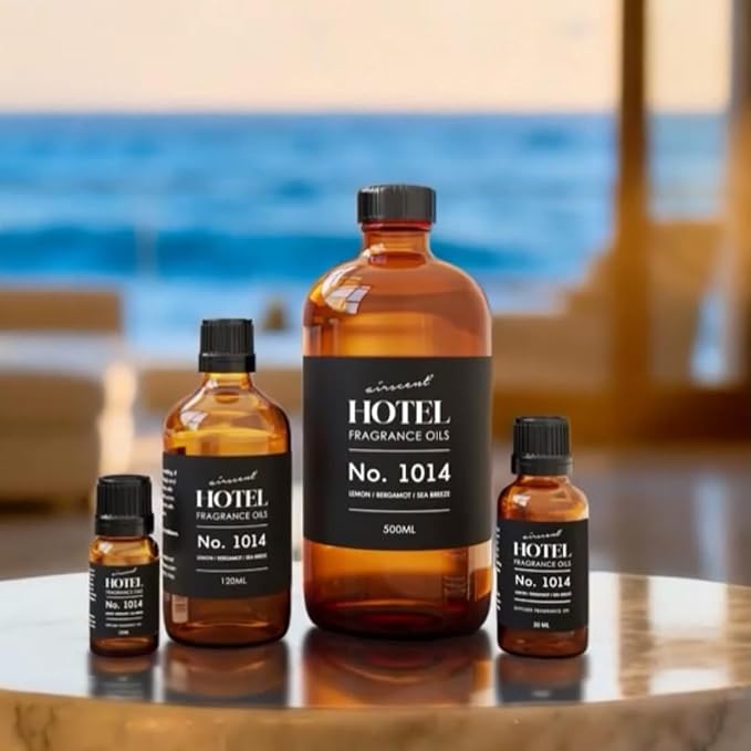 AirScent Hotel Diffuser Oil No. 1014 - Iconic 5-Star Hotel Blend - 10 mL | Lemon Bergamot Sea Breeze - Coastal Hotel Scent - Fragrance Oil for Ultrasonic and Waterless Diffusers and Crafting