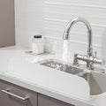 19.3 inch Silicone Sink Splash Guard, Splash Guard for Kitchen Sink Area, Backsplash Protector for Kitchen Countertop & Bathroom Bathtub with Non-Slip Strong Suction, White