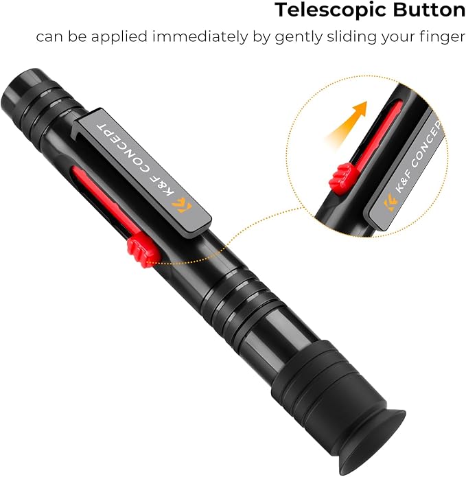 K&F CONCEPT Professional Lens Cleaning Pen X3,Carbon Head,Soft Brush | 3-in-1 Cleaning Effect,Deep Cleaning,Telescopic Button,for Canon Nikon,Camera Optical Lenses and Glasses Clean, MP04