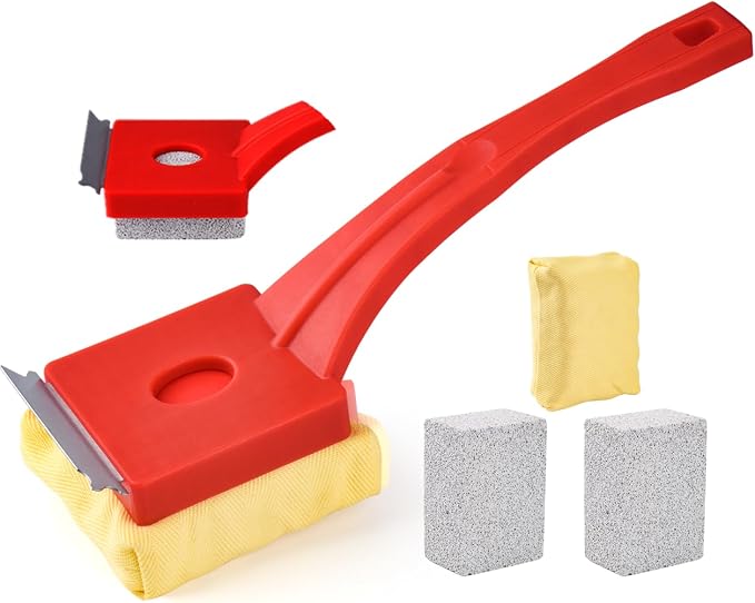 Grill Brush Bristle Free,Steam Cleaning Grill Brush,Pumice BBQ Grill Cleaner,Replaceable Head Barbecue Grill Cleaning Brush,with BBQ Cleaning Pad(1pcs) and Grill Stone Cleaning Block(2pcs)