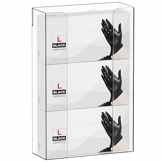 Cq acrylic Rubber Glove Holder for Wall Mount,Clear Disposable Glove Dispenser and Glove Box on Wall,Multipurpose Wall Floating Mask Dispenser and Medical Gloves Rack Storage,10.2”x16”x3.5” Pack of 1
