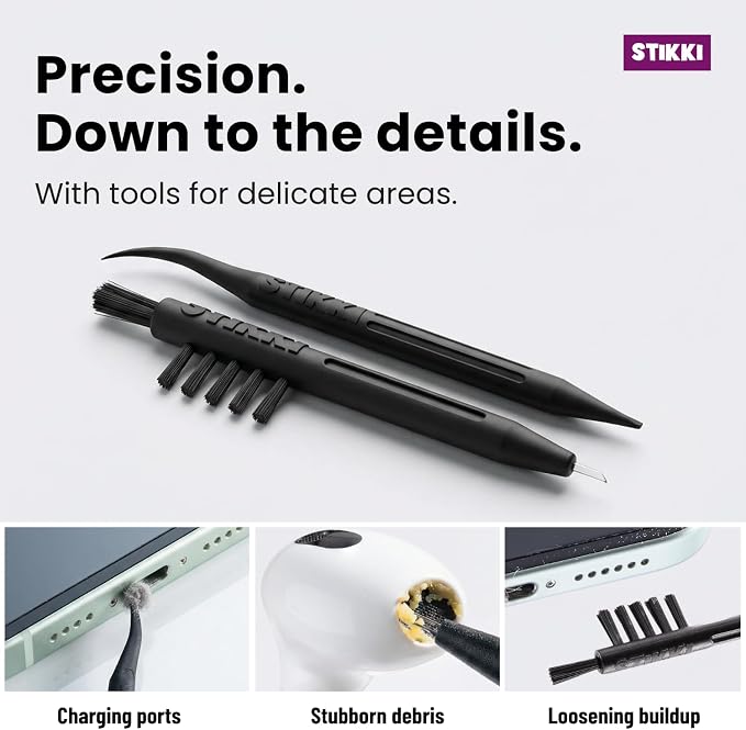 STIKKI Cleaning Putty & Precision Tools - Earbud, Port & Phone Cleaning Kit | Compatible with iPhone & AirPod, Putty for Phone Speaker & Electronics, USB-C Charging Port Cleaner Tool, Leaves No Residue
