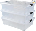 50 Quart Wheeled Latching Storage Box, Stackable Bin with Latch Lid, Plastic Container to Organize Shoes Underbed (3 Pack)