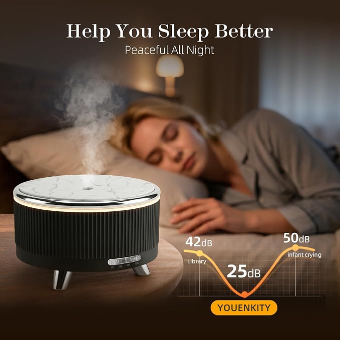 500ml Essential Oil Diffuser, Ultrasonic Aromatherapy Humidifier | with Remote Control, 7-Color LED Light, Timer & Auto Shut-Off, Cool Mist Diffuser for Home, Bedroom, Office (Black)