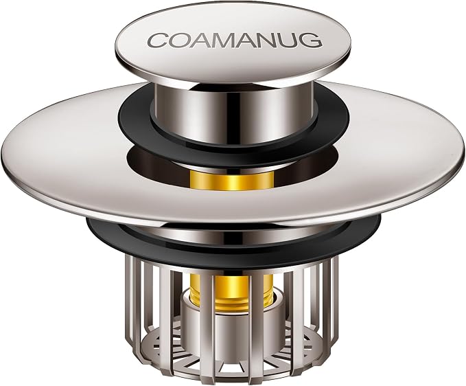 COAMANUG Bathtub Stopper | Pop-up Tub Stopper with Strainer, Shower Drain Hair Catcher | Bathroom Drain Plug | Drain Protector for 1-1/2 to 1-3/4" Bath Drain Hole