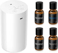 Airversa AN8 Waterless Essential Oil Diffuser Starter Kit, White | 4 x 10mL Hotel Scent Fragrance Oi, Up to 600 sq ft, Battery Operated, Portable for Home Car Office, AN8Kit-4x10-01
