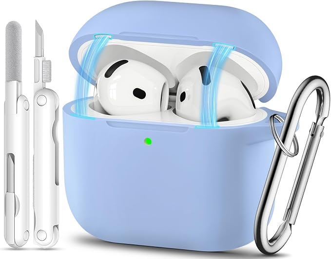 for AirPods 4 Case with Magnetic Cover, TNSNK Silicone AirPod 4 Case Cover Compatible with Apple Airpods 4th Gen 2024, Shockproof Protective Cases for Women Girly with Cleaner Kit and Keychain