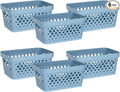 Glad Plastic Baskets for Organizing, Set of 6 | Pantry Storage for Under Counter, Linen Closet, and Bathroom | Nesting Shelf Bins with Handles, 1 Gallon, Marina Blue