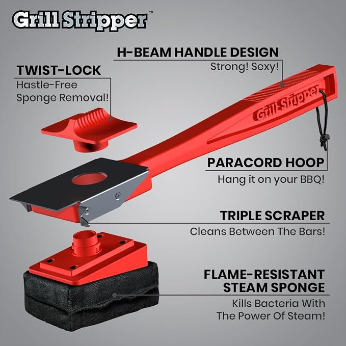 Grill Stripper Grill Cleaner for Outdoor Grill - Replacement Grill Sponge | Flame-Resistant Steam Sponge Refill for Grill Stripper BBQ Grill Cleaner For Outdoor Grill - Essential Grilling Accessories