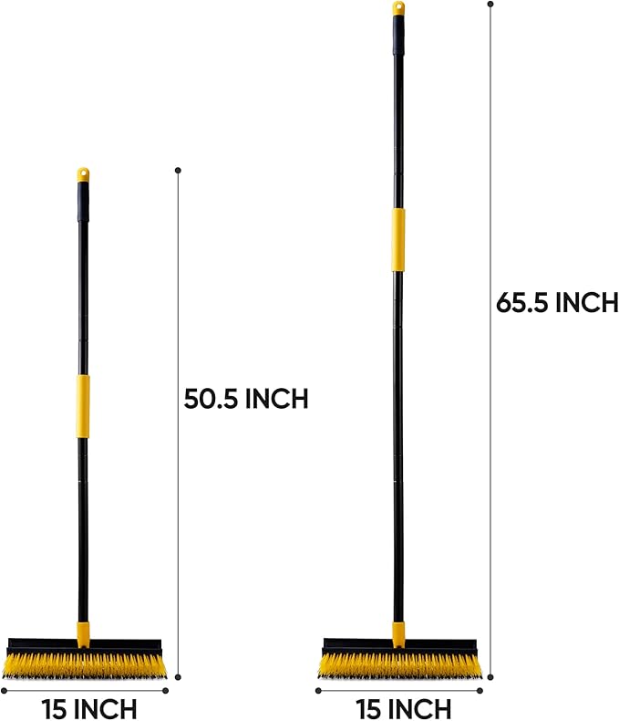 Yocada Double-Sided Floor Scrub Brush Triangle Brush Corner Crevice Cleaning Heavy Duty Stiff Bristle 65.5" for Cleaning Patio Bathroom Garage Kitchen Wall Deck Tub Tile
